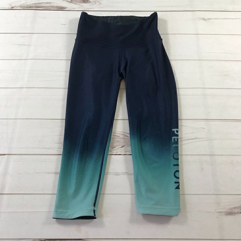 WITH X Peleton Women Gradient Blue Reversible Cropped Yoga Leggings